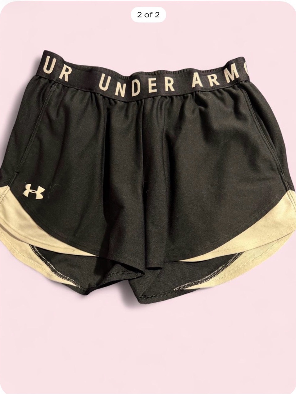 Under Armour Black Athletic Shorts with Cream Trim